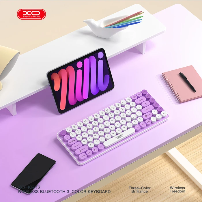 XO Πληκτρολόγιο Ασύρματο Bluetooth Tri Colour Μωβ KB 12