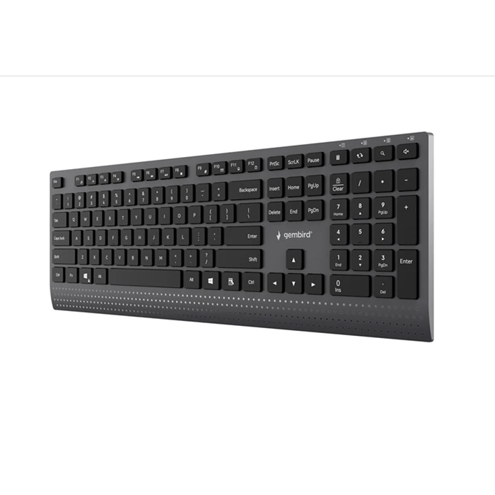 GEMBIRD KB-MCH-06 Slim Wired Multimedia USB Keyboard with Type-C Adapter, US-International Layout, Black