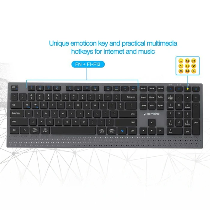 GEMBIRD KBS-WPS-02 Ασύρματο Σετ Πληκτρολόγιο & Ποντίκι Bluetooth US
