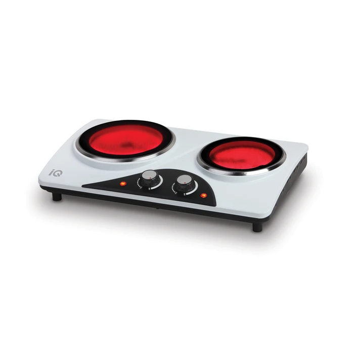 Επιτραπέζια Εστία IQ KC-1237 Κεραμική Διπλή Λευκή 1200W+900W