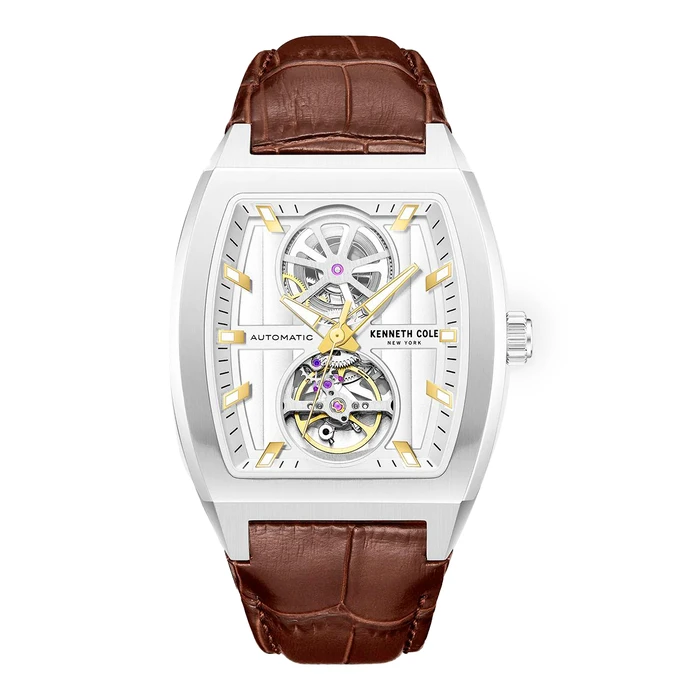 Kenneth Cole Men's Automatic Watch 40 mm Brown Leather Strap KCWGX0058801