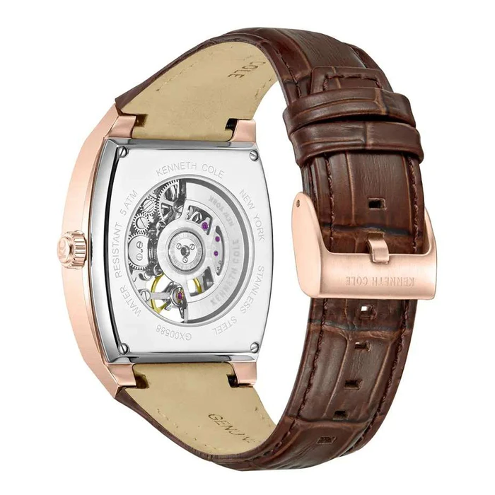 Kenneth Cole Men's Automatic Watch 40mm Brown Leather Strap KCWGX0058803