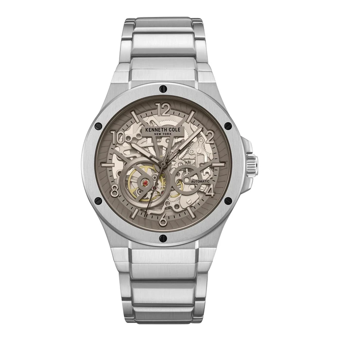 Kenneth Cole York Men's Automatic Skeleton Watch 42mm Grey Stainless Steel Bracelet KCWGY0063302