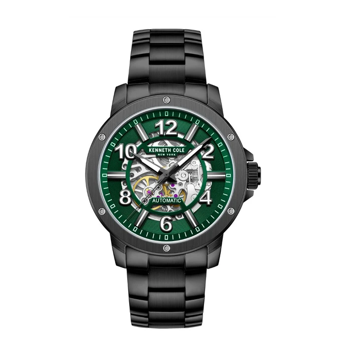 Kenneth Cole Men's Automatic Analog Watch 44mm Green Dial Grey Stainless Steel Bracelet KCWGY0064001