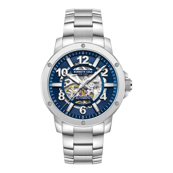 Kenneth Cole Men's Automatic Watch KCWGY0064002 44mm Blue Dial Grey Stainless Steel