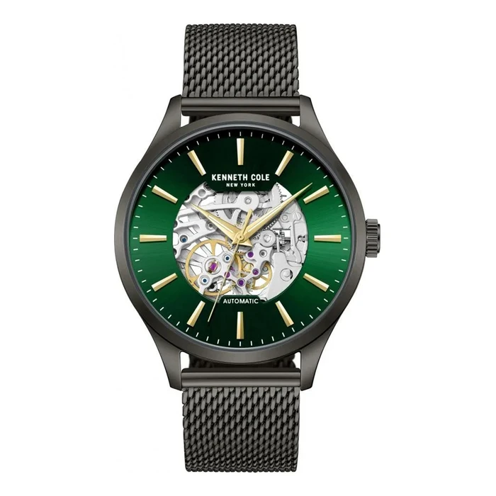 Kenneth Cole Men’s Automatic Watch 42mm KCWGY0064103 (Grey Stainless Steel, Green Dial)