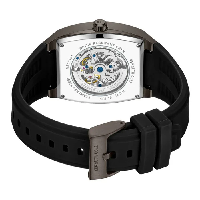 Kenneth Cole Men's Automatic Skeleton Watch 40mm Grey Silicone Strap KCWGZ0046102