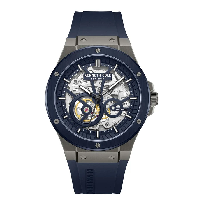 Kenneth Cole Men's Automatic Watch KCWGZ0063903 (43 mm) Grey Dial Blue Silicone Strap