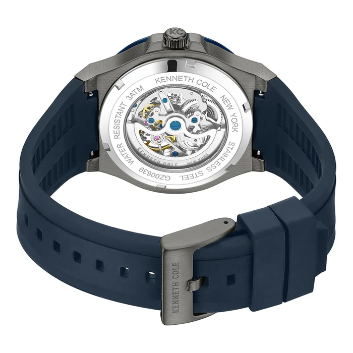 Kenneth Cole Men's Automatic Watch KCWGZ0063903 (43 mm) Grey Dial Blue Silicone Strap