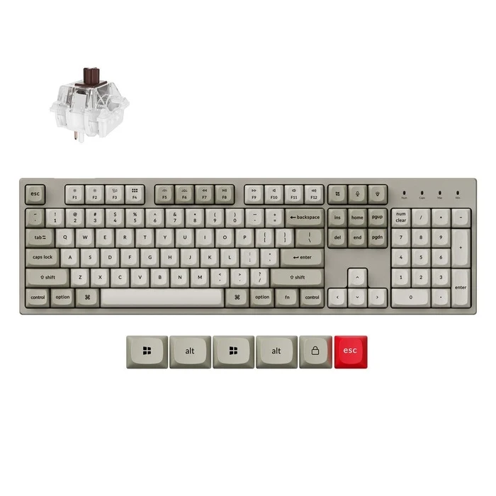 Gaming Πληκτρολόγιο Keychron C2 Pro (C2PX-M3) QMK/VIA Mechanical Brown Switch - 8K Polling Rate Hot Swap. US Retro