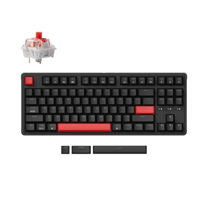 Gaming Πληκτρολόγιο Ενσύρματο Keychron C3 Pro (C3P-H1) QMK/VIA Mechanical Red Switch - Hot Swappable 80% US Layout