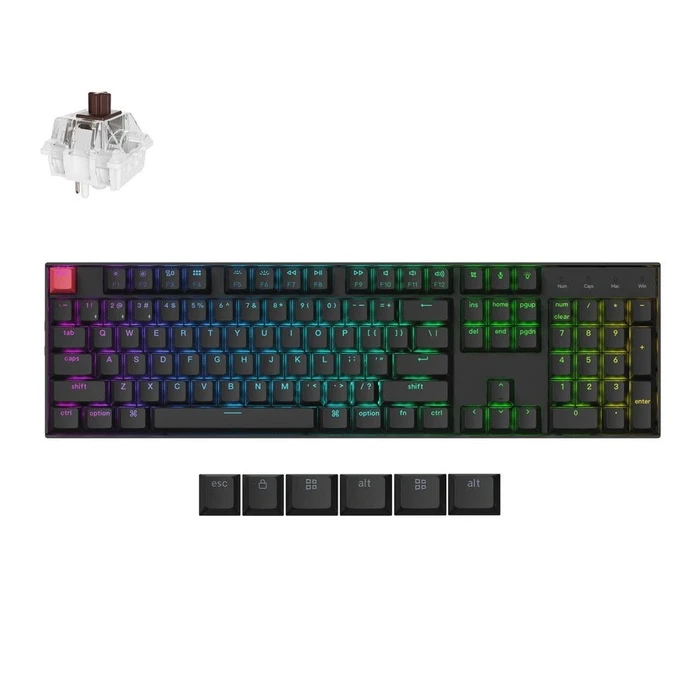 Gaming Πληκτρολόγιο Ασύρματο Keychron K10 V2 (K10X-B3) QMK Mechanical Brown Switch RGB 100% US Layout