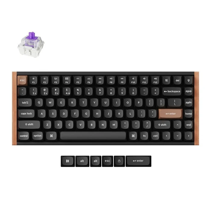 Gaming Πληκτρολόγιο Ασύρματο Keychron K2 HE (K2H-F1) Magnetic Hall Effect RGB 75% US Lay. Special Wood Edition