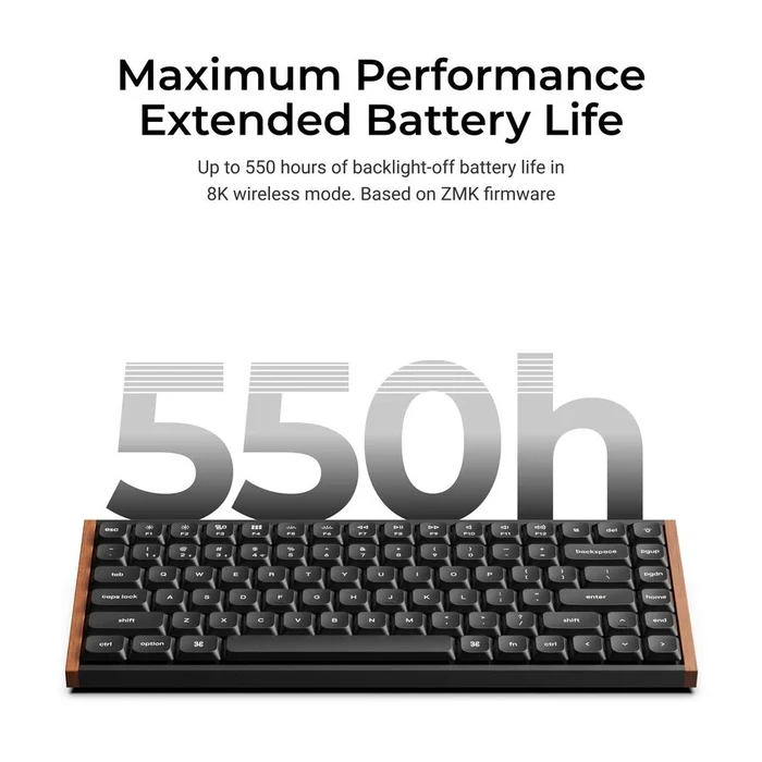 Keychron K3 Ultra (K3U-H3) Ασύρματο Μηχανικό Πληκτρολόγιο 75% με Καφέ Switch Χαμηλού Προφίλ, Wood Frame, RGB (US ANSI)