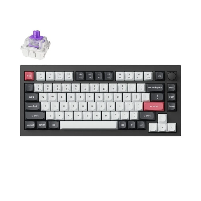 Gaming Πληκτρολόγιο Ασύρματο Keychron Q1 HE QMK (Q1H-M1) Custom Hall Effect Purple Switch US Layout