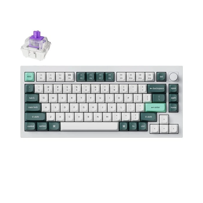 Gaming Πληκτρολόγιο Ασύρματο Keychron Q1 HE QMK (Q1H-P1) White Custom Hall Effect Purple Switch US Layout