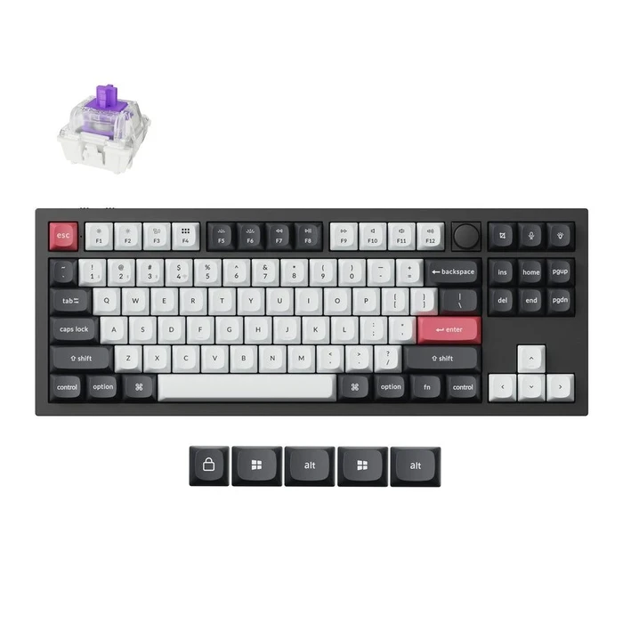 Gaming Πληκτρολόγιο Ασύρματο Keychron Q3 HE (Q3H-M1) QMK Wireless Custom Hall Effect Purple Switch 80% US Layout