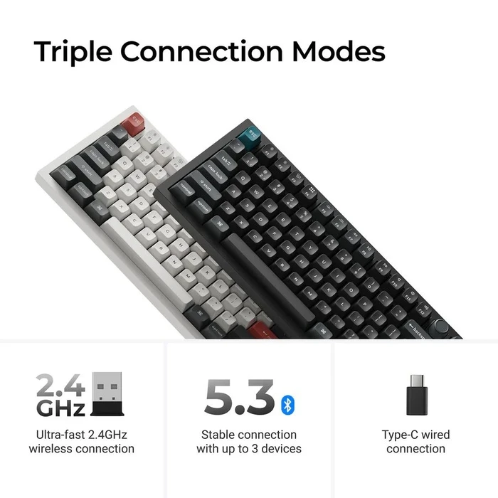 Keychron Q6 Ultra (Q6U-P1) ZMK RGB 8K Wireless Custom Mechanical Keyboard-Red Switch 100% US White