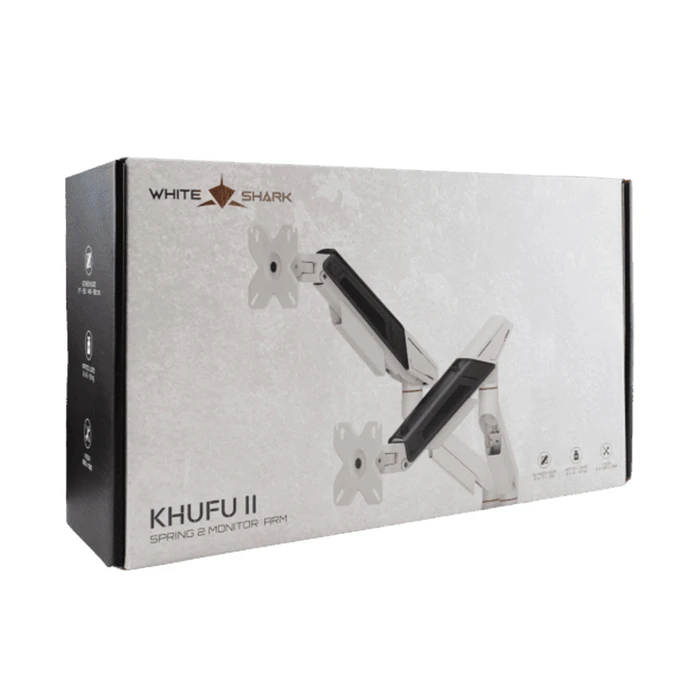 SBOX White Shark GMS-3211 (KHUFU-II) White Desktop Dual Monitor Mount for 2 Monitors