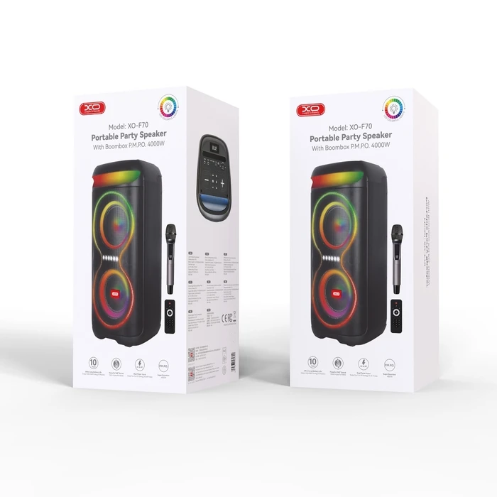 XO Bluetooth Speaker F70 Dual AC DC 6 5 RGB 40W