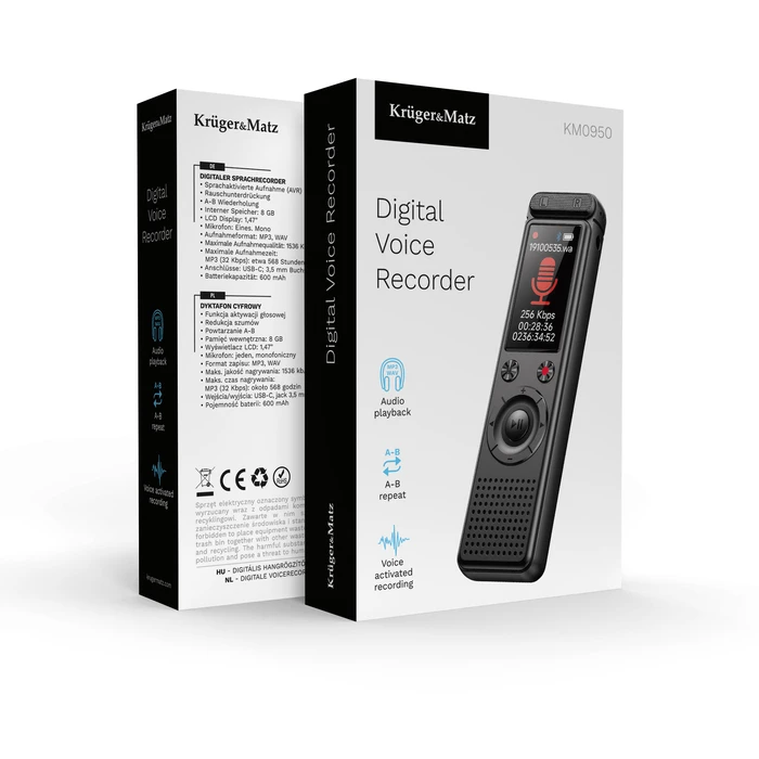 Digital Voice Recorder with 8GB Internal Memory Kruger&Matz KM0950