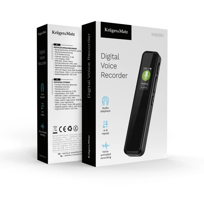 Digital Voice Recorder with 8GB Internal Memory Kruger&Matz KM0951