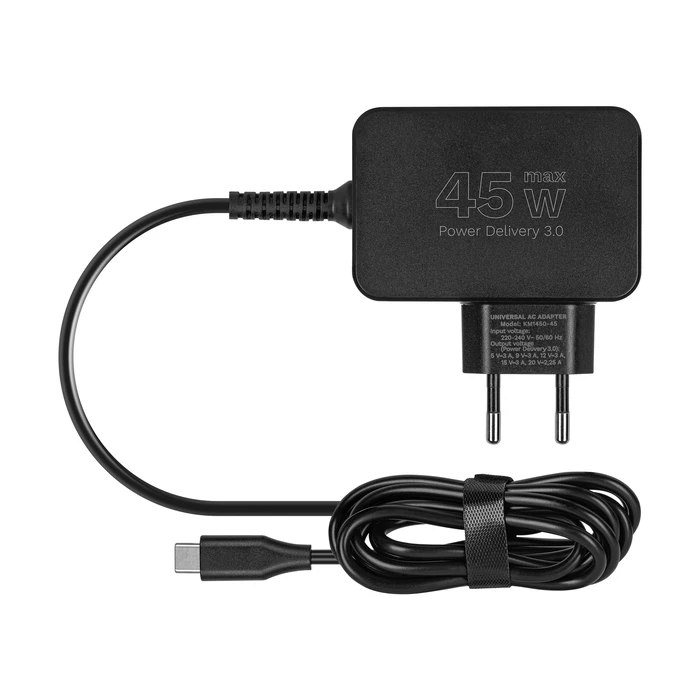 Kruger&Matz Universal Laptop Charger USB-C 45W (KM1450-45) with Detachable Cable and 7 Tips