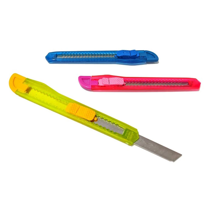 Πλαστικό Κοπίδι Powertech Με Ασφάλεια Knf-0004 3 Χρώματα 12τμχ