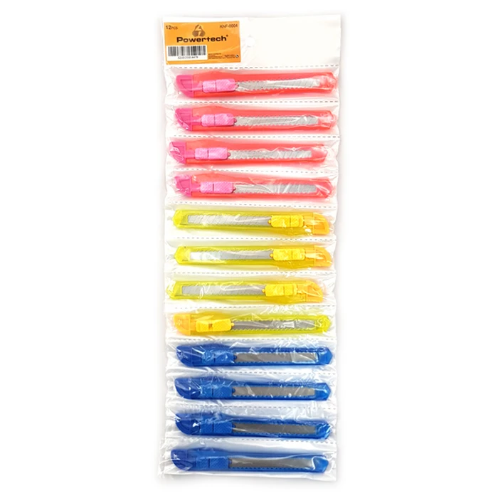 Πλαστικό Κοπίδι Powertech Με Ασφάλεια Knf-0004 3 Χρώματα 12τμχ