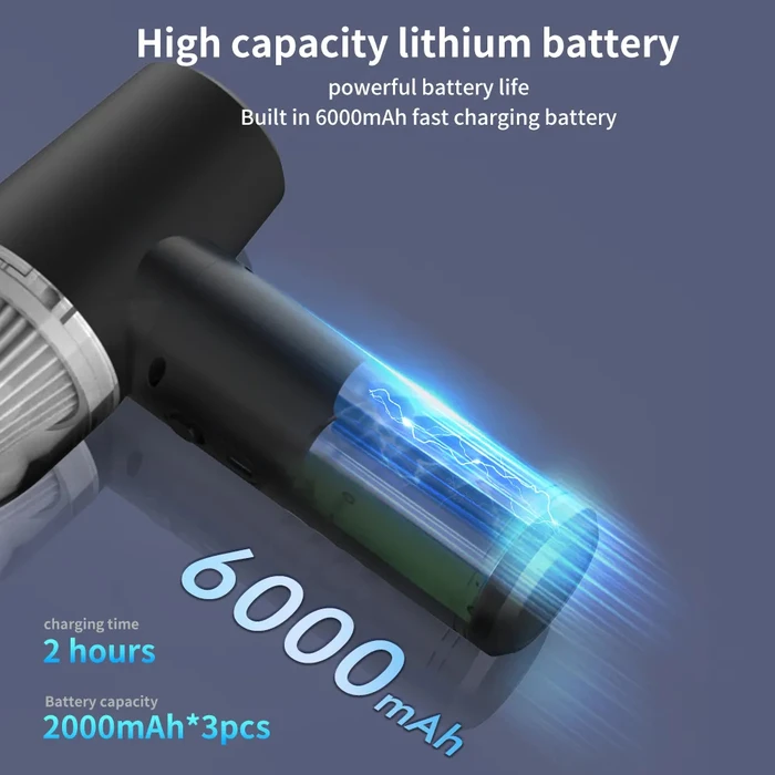 Σκουπάκι Χειρός Kinzir 2 Σε 1 & Air Duster Vc43, 70W, 6000Mah, Μαύρο