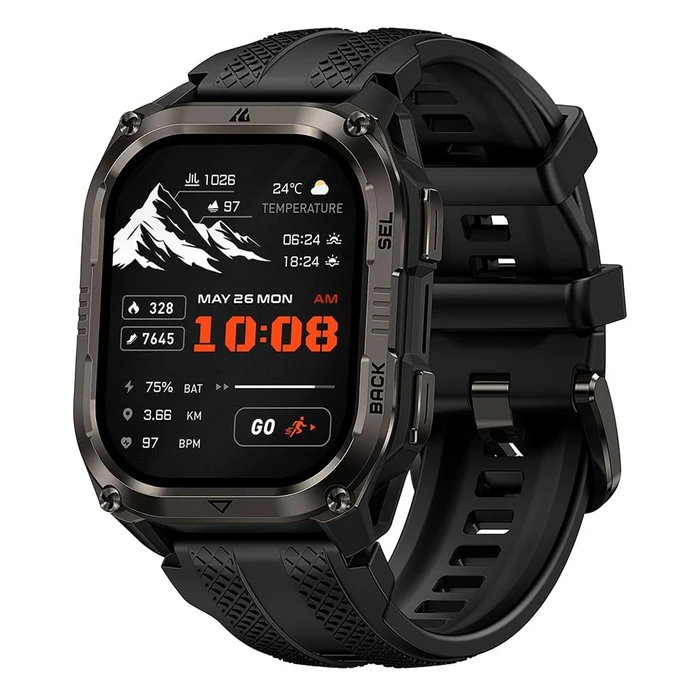 KOSPET PULSE 2 Smartwatch, 1.96" AMOLED, GPS, 5 ATM & IP69, LED flashlight, Black