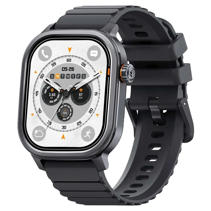 KOSPET Pulse Aluminium Smartwatch with Heart Rate Monitor, 1.96" AMOLED, IP68 (Black)
