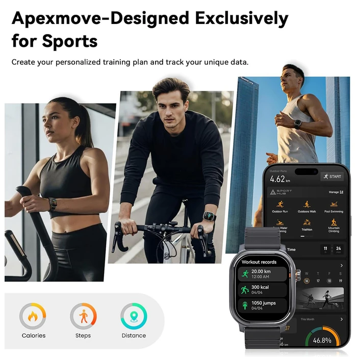 KOSPET Pulse Aluminium Smartwatch with Heart Rate Monitor, 1.96" AMOLED, IP68 (Black)