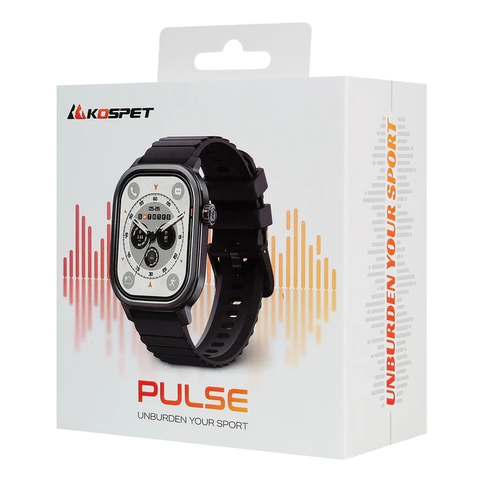 KOSPET Pulse Aluminium Smartwatch with Heart Rate Monitor, 1.96" AMOLED, IP68 (Black)