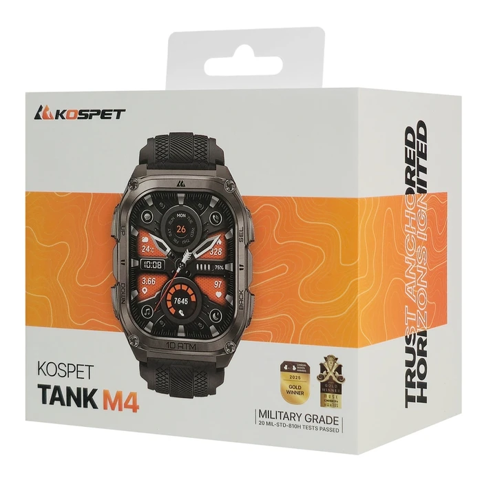 KOSPET Tank M4 Smartwatch 50mm Μαύρο (M/L) — 1.96" AMOLED, GPS, 10 ATM, IP69K
