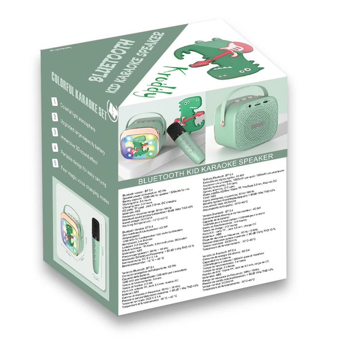 Karaoke Lamtech Bt5.4 Rgb Kid Speaker Green With Mic Kroddy