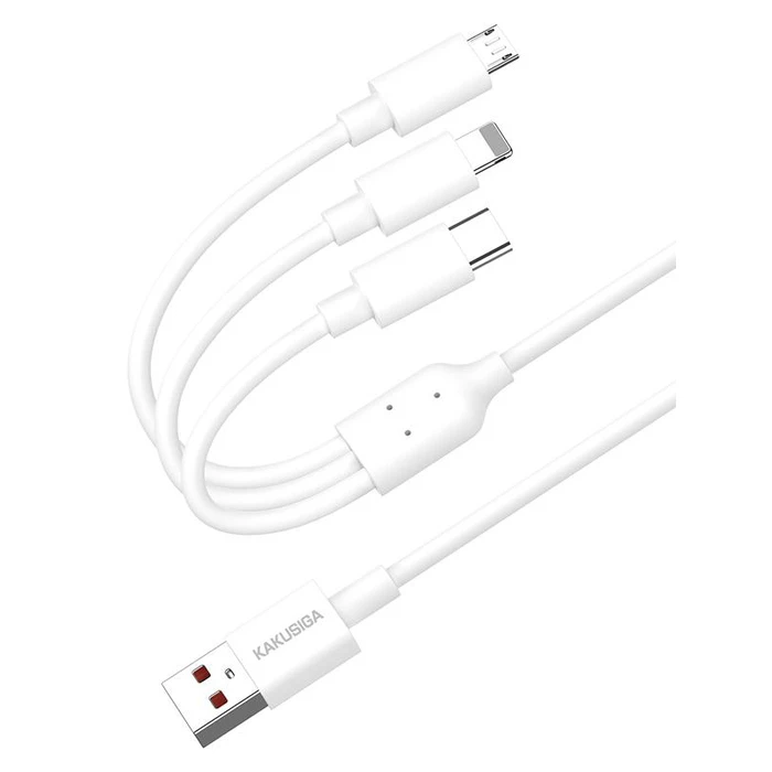 Kakusiga USB to Type-C / Lightning / micro USB Cable 5A Λευκό 1.2m KSC-1021