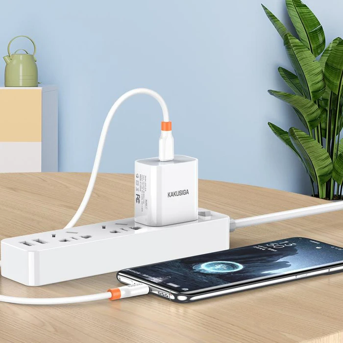 Kakusiga USB 2.0 Cable USB-C male - USB-C 100W Λευκό 0.25m KSC-1024-CC-WH