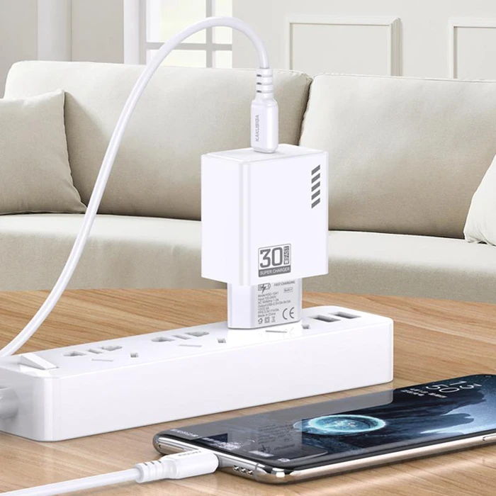 Kakusiga Φορτιστής με Θύρα USB-C και Καλώδιο USB-C - USB-C 30W Μαύρος (KSC-1242)