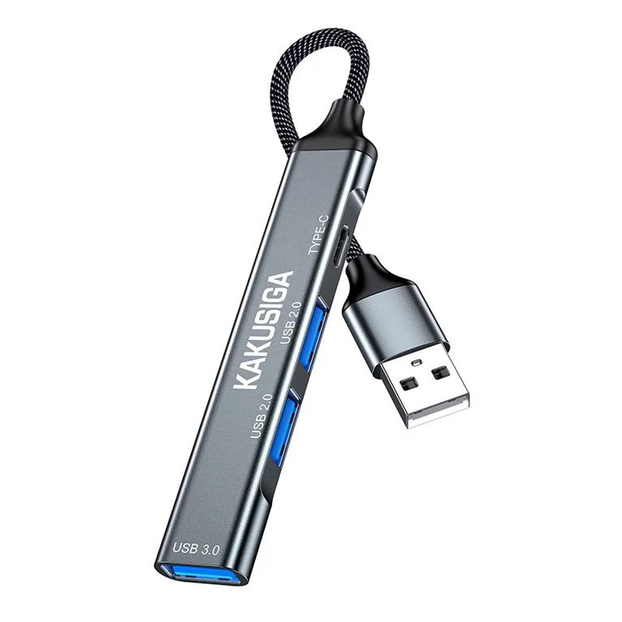USB Hub Kakusiga KSC-1416, 4X Θυρών, USB 3.0, 5Gbps, USB Σύνδεση, Γκρι