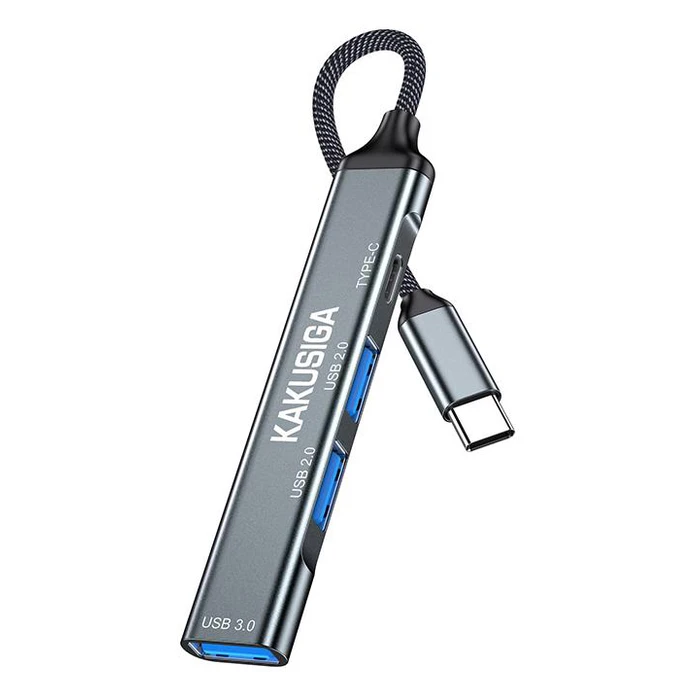 USB Hub Kakusiga KSC-1417, 4X Θυρών, USB 3.0, 5Gbps, USB-C, Γκρι