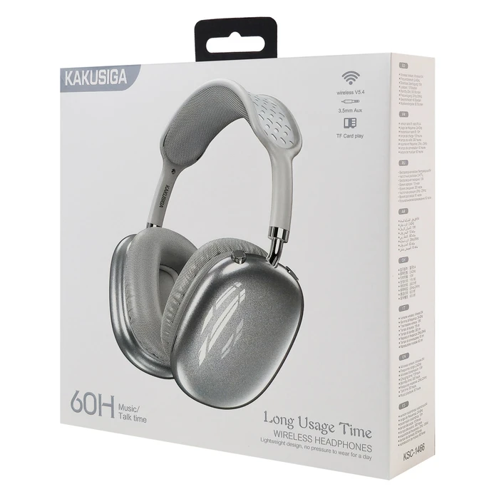 Headphones Kakusiga KSC-1466, Ασύρματα & Ενσύρματα, Micro Sd, 40Mm, 400mAh, Ασημί