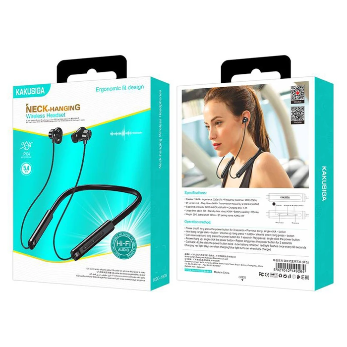 Kakusiga KSC-1878 In-ear Bluetooth Handsfree Ακουστικά με Αντοχή στον Ιδρώτα Μαύρα