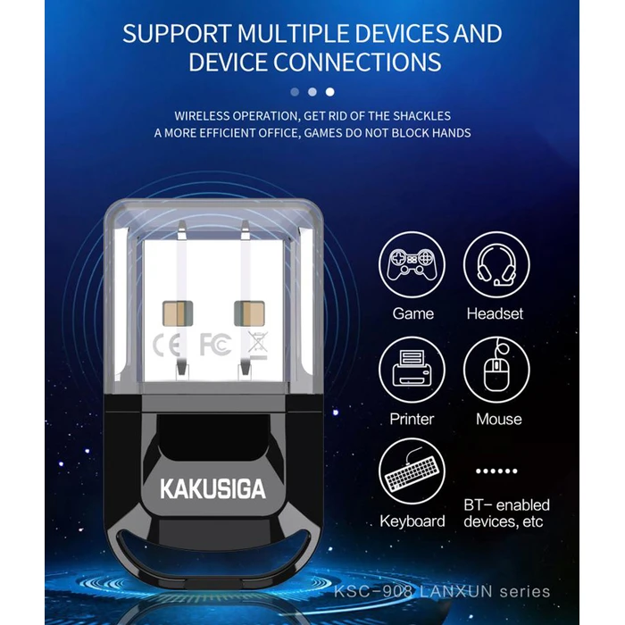 Bluetooth Adapter Kakusiga USB 5.0 KSC-908, Μαύρος