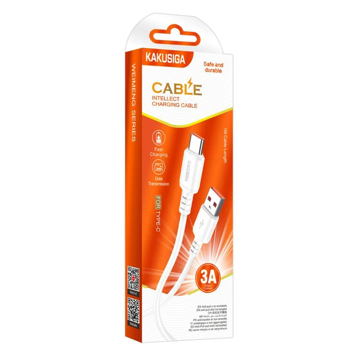 Καλώδιο USB-C Kakusiga σε USB KSC-982, 3A, 480Mbps, 1M, Λευκό