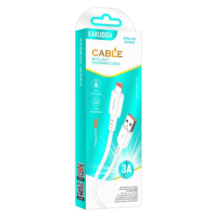 Καλώδιο Lightning Kakusiga σε USB KSC-982, 3A, 480Mbps, 1M, Λευκό