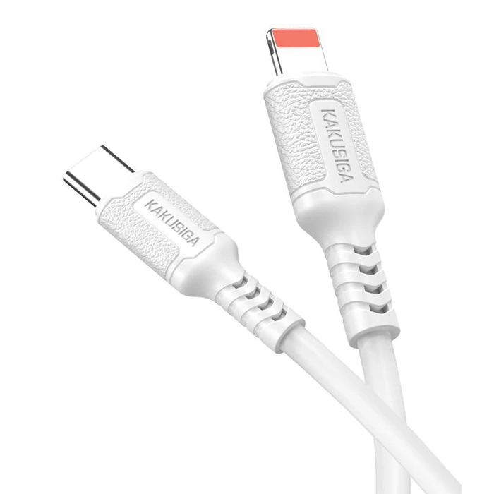 Καλώδιο Lightning Kakusiga σε USB-C KSC-984, Σιλικόνης, 27W, 480Mbps, 1M, Λευκό