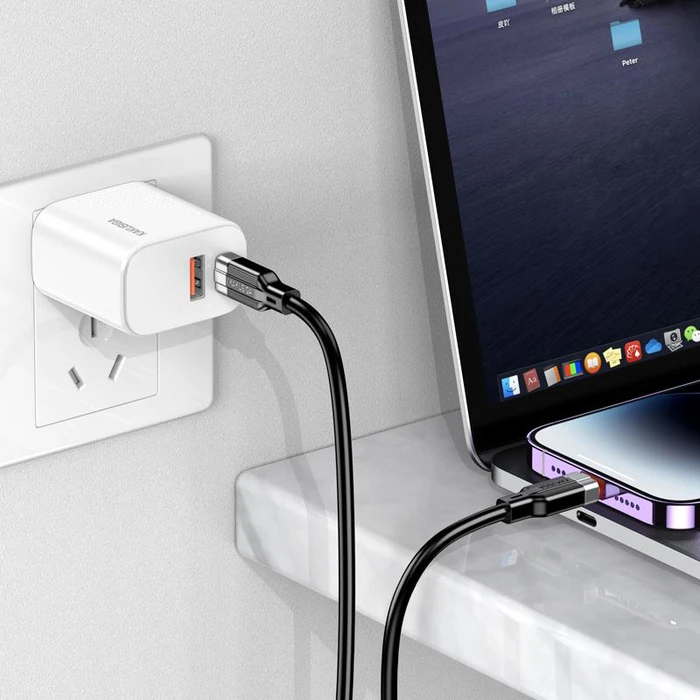 Καλώδιο Lightning Kakusiga σε USB-C KSC-995, Σιλικόνης, 30W, 480Mbps, 1M, Λευκό