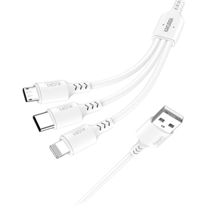 Καλώδιο USB Kakusiga σε USB-C/Lightning/Micro USB KSC-997, 5A, 1.2M, Λευκό