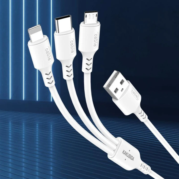Καλώδιο USB Kakusiga σε USB-C/Lightning/Micro USB KSC-997, 5A, 1.2M, Λευκό